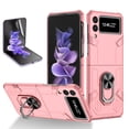thumbnail image 1 of Allytech for Samsung Galaxy Z Flip 4 Case with Screen Protector, Kickstand Magnetic Ring Holder Rugged Anti-Slip Shockproof Case for Samsung Z Flip4 5G 2022, Pink, 1 of 10