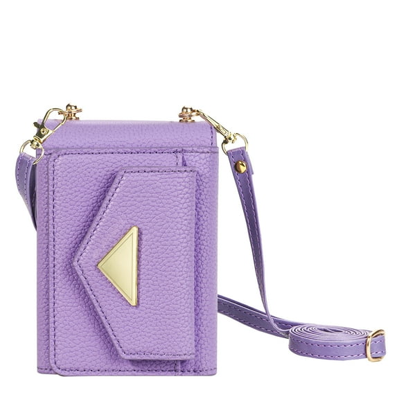 Allytech for Samsung Galaxy Z Flip 4 Wallet Case Cover, PU Leather Large Space Cards Slots Detachable Shoulder Strap Back Cover for Girls Women Shockproof Phone Case for Galaxy Z Flip 4 - Purple