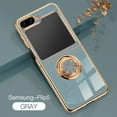 thumbnail image 1 of Allytech for Samsung Galaxy Z Flip 5 Phone Case, Ring Holder Electroplated Plating Silicone Edge 360 Rotation Kickstand Slim Soft Flexible TPU Protective Case Cover for Samsung Flip 5 5G, Gray, 1 of 10