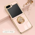 thumbnail image 1 of Allytech for Samsung Galaxy Z Flip 5 Phone Case, Ring Holder Electroplated Plating Silicone Edge 360 Rotation Kickstand Slim Soft Flexible TPU Protective Case Cover for Samsung Flip 5 5G, Pink, 1 of 10