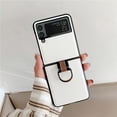 thumbnail image 1 of Allytech for Samsung Galaxy Z Flip3 5G 6.7 Inch Durable Finger Clip Case, Simple Style Ultra Thin Scratch Shock Resistant PU Leather Case for Samsung Galaxy Z Flip3 5G, White, 1 of 8