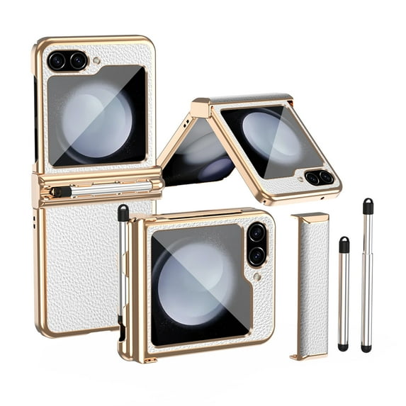 Allytech for Samsung Galaxy Z Flip5 Case,Z Flip 5 Cover, With Stylus Pen Hinge Protection Shockproof Anti-Scratch Phone Case for Samsung Galaxy Z Flip5 - White