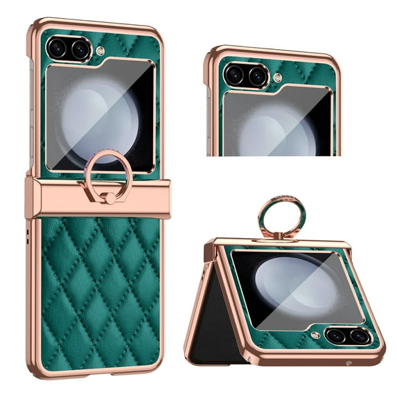 Allytech for Samsung Galaxy Z Flip5, Z Flip 5 5G Cover, With Ring Holder Kickstand Slim Fit Shell Cover Premium PU Leather Anti-Scratch Drop Proof Phone Case for Samsung Galaxy Z Flip5 - Green