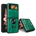 thumbnail image 1 of Allytech Samsung Galaxy Z Flip7 Rugged Case with Slide Camera Lens Cover, Ring Kickstand Detachable Card Holder Magnetic Car Mount Hybrid PC Shockproof Case for Samsung Galaxy Z Flip 7 - Green, 1 of 8