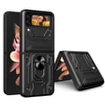 thumbnail image 1 of Allytech Samsung Galaxy Z Flip7 Rugged Case with Slide Camera Lens Cover, Ring Kickstand Detachable Card Holder Magnetic Car Mount Hybrid PC Shockproof Case for Samsung Galaxy Z Flip 7 - Black, 1 of 8