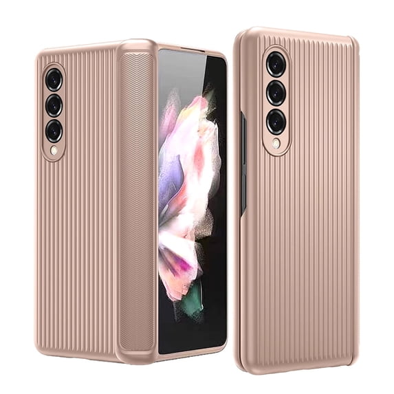 Allytech for Samsung Galaxy Z Fold 3 5G Case with Hinge Protection, Built-in Tempered Glass Screen Protector Slim Fit Anti-Slip Texure Full Body Shockproof Case for Galaxy Z Fold 3 2021, Gold