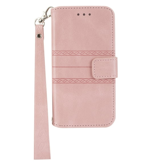 Allytech for Samsung Galaxy Z Fold 3 Case with Card Slots, Slim PU Leather Cover with TPU Bumper Shockproof Detachable Lanyard Wristlet Magnetic Closure Case for Samsung Z Fold3 5G 2021, Pink