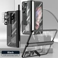 thumbnail image 1 of Allytech for Samsung Galaxy Z Fold 3 Case with S Pen & S Pen Holder & Screen Protector & Camera Lens Protector & Hinge Protection,Shockproof Rugged Full Body Protective Clear Plating Cover Case,Black, 1 of 7