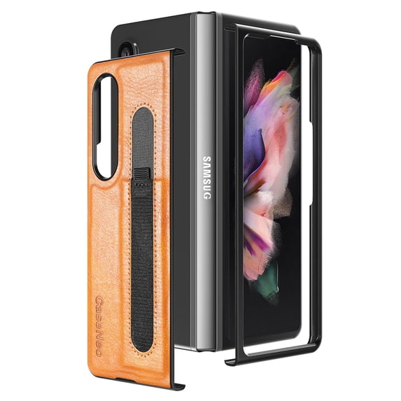 Allytech for Samsung Galaxy Z Fold 4 5G 2022 Case with Pen Holder, Slim Fit PU Leather Back Business Style Support Wireless Charging Folio Case for Galaxy Z Fold 4 (7.6 inch), Yellow
