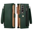 thumbnail image 1 of Allytech for Samsung Galaxy Z Fold 4 Case 5G 2022, [S Pen Holder][Screen Protector][RFID Blocking] Zipper Card Pocket Shockproof Wrist Strap Hand Strap Magnetic Flip Case for Samsung Z Fold4, Green, 1 of 9