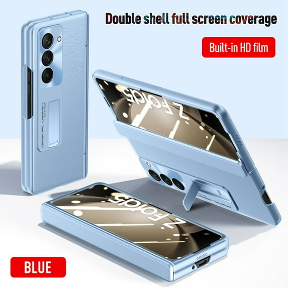 Allytech for Samsung Galaxy Z Fold 5 Case, Built-in HD Clear Screen Protector & Hidden Kickstand & Hinge Protection All-Inclusive Protective Case for Samsung Z Fold5 5G 7.6", Blue