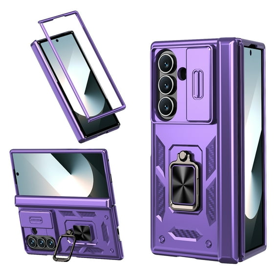 Allytech for Samsung Galaxy Z Fold 7 Case, Z Fold 7 Cover Case, Rugged Protective Shockproof Ring Hodlder Stand Hinge Protection Compatible Car Mount Phone Case for Galaxy Z Fold 7, Purple