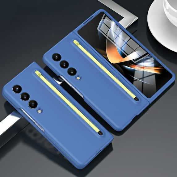 Allytech for Samsung Galaxy Z Fold3 Case with S Pen Holder Stylus Pen & Screen Protector, Full Body Protective Shockproof Rugged Classic Phone Case Cover for Samsung Galaxy Z Fold 3 5G - Blue