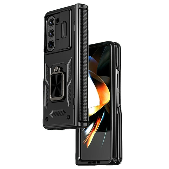 Allytech for Samsung Galaxy Z Fold5 Case, Z Fold 5 Cover Case, Rugged Protective Shockproof Ring Hodlder Stand Hinge Protection Compatible Car Mount Phone Case for Galaxy Z Fold 5 - Black