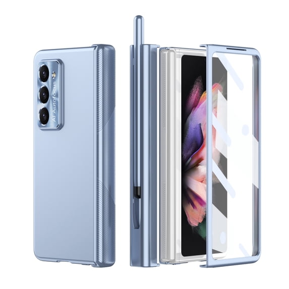 Allytech for Samsung Galaxy Z Fold6, Z Fold6 Cover with Pen, Build-in Screen Protector Hinge Protection Shockproof Rugged Phone Case for Galaxy Z Fold 6 - Blue