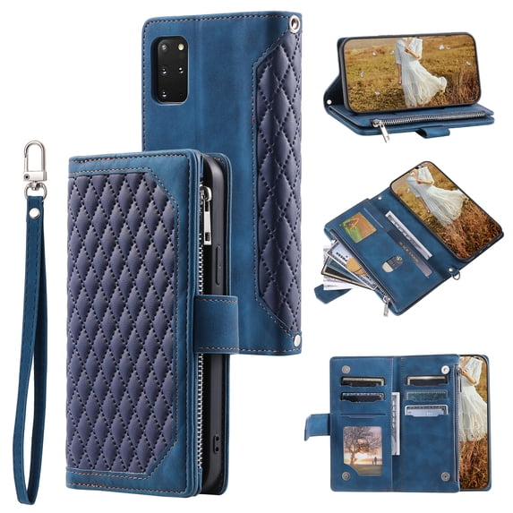 Allytech for Samsung Note 20, Premium Folio PU Leather Zipper Wallet Card Slots Crossbody with Shoulder/Wrist Strap Magnetic Flip Holder Phone Cover For Samsung Galaxy Note 20,
Blue