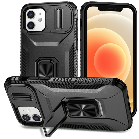 Allytech Shockproof Back Case for Apple iPhone 11, Military Grade Protective With Ring Holder Stand Compatible with Car Mount Anti-slip Hybrid Rugged Bumper Phone Cover for Men Boys -Black