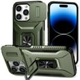 thumbnail image 1 of Allytech Shockproof Back Case for Apple iPhone 14 Pro, Military Grade Protective With Ring Holder Stand Compatible with Car Mount Anti-slip Hybrid Rugged Bumper Phone Cover for Men Boys -Darkgreen, 1 of 8