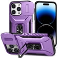 thumbnail image 1 of Allytech Shockproof Back Case for Apple iPhone 14 Pro, Military Grade Protective With Ring Holder Stand Compatible with Car Mount Anti-slip Hybrid Rugged Bumper Phone Cover for Men Boys -Purple, 1 of 8