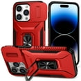 thumbnail image 1 of Allytech Shockproof Back Case for Apple iPhone 14 Pro, Military Grade Protective With Ring Holder Stand Compatible with Car Mount Anti-slip Hybrid Rugged Bumper Phone Cover for Men Boys -Red, 1 of 8