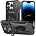 thumbnail image 1 of Allytech Shockproof Back Case for Apple iPhone 15 Pro Max, Military Grade Protective With Ring Holder Stand Compatible with Car Mount Anti-slip Hybrid Rugged Bumper Phone Cover for Men Boys -Black, 1 of 8
