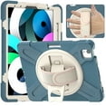 thumbnail image 1 of Allytech Shockproof Case for Apple Air 4 10.9"/ iPad Pro 11 2020/2018, Heavy Duty Shockproof Drop Protection Rugged Kickstand Hand Strap Bumper Defender Case Cover for Apple iPad Air 4th Gen, Blue, 1 of 10
