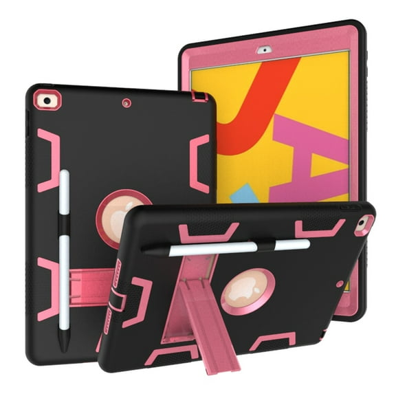Allytech Shockproof Case for Apple iPad 10.2" 8th/7th Generation, iPad 10.2" Case, Heavy Duty Protection Shock-Absorption Bumper Anti-scratch Case Cover for Apple iPad 10.2" 2020/2019,Black/Rose