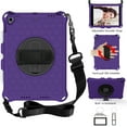 thumbnail image 1 of Allytech Shockproof Case for Apple iPad 10.2" 8th Gen 2020/ 7th Gen 2019 / iPad Air 3rd Gen 10.5",Heavy Duty Protection Adjustable Shoulder Strap Kickstand EVA Rubber Kids Friendly Cover, Purple/Black, 1 of 6