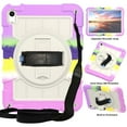 thumbnail image 1 of Allytech Shockproof Case for Apple iPad 10.9" 10th Generation, iPad 10 2022 Case, Rugged Shoulder Strap Rotating Stand Shoulder Strap Kids Friendly Bumper Heavy Duty Shockproof Case - Lavender, 1 of 8