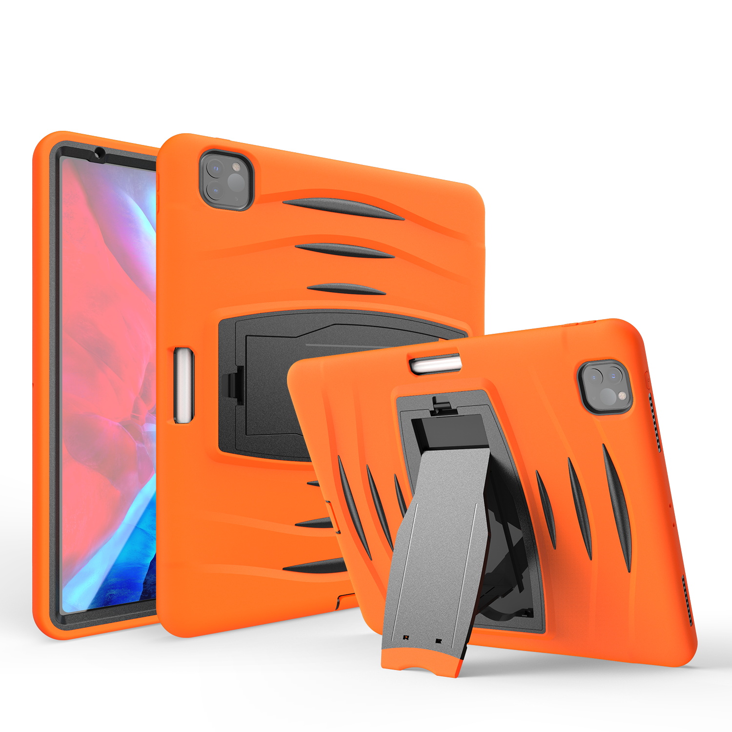 Allytech Shockproof Case for Apple iPad Pro 12.9 4th Gen 2020/ 3rd Gen 2018, Buildin Pencil