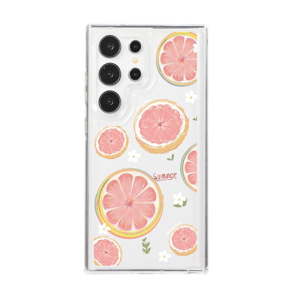 Allytech Shockproof Case for Samsung Galaxy S24 - Camera & Screen Protection - Ultra Thin & Lightweight - Fashion Fruit Pattern - All Around Cushion Protective Case - Grapefruit