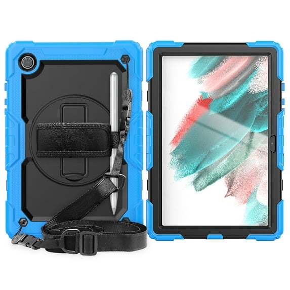 Allytech Shockproof Case for Samsung Galaxy Tab A8 10.5" SM-X200 X205 X207 With Screen Protector - Military Grade Protection Shockproof Detachable Hand Shoulder Stand Swivel Stand Kids Friendly