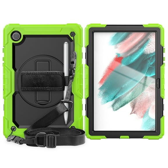 Allytech Shockproof Case for Samsung Galaxy Tab A8 10.5" SM-X200 X205 X207 With Screen Protector - Military Grade Protection Shockproof Detachable Hand Shoulder Stand Swivel Stand Kids Friendly