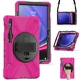 thumbnail image 1 of Allytech Shockproof Case for Samsung Galaxy Tab S9 11 Inch Tablet SM-X710 X716B, Heavy Duty Protection Shockproof Shoulder Strap Rotating Stand S Pen Holder Case Cover for Galaxy Tab S9 - Rose, 1 of 9