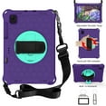 thumbnail image 1 of Allytech Shockproof Samsung Galaxy Tab S6 Lite 10.4" 2020 Released SM-P610, Rugged Heavy Duty Protection Adjustable Shoulder Strap Kickstand EVA Rubber Kids Friendly Cover, Purple/Aqua, 1 of 7