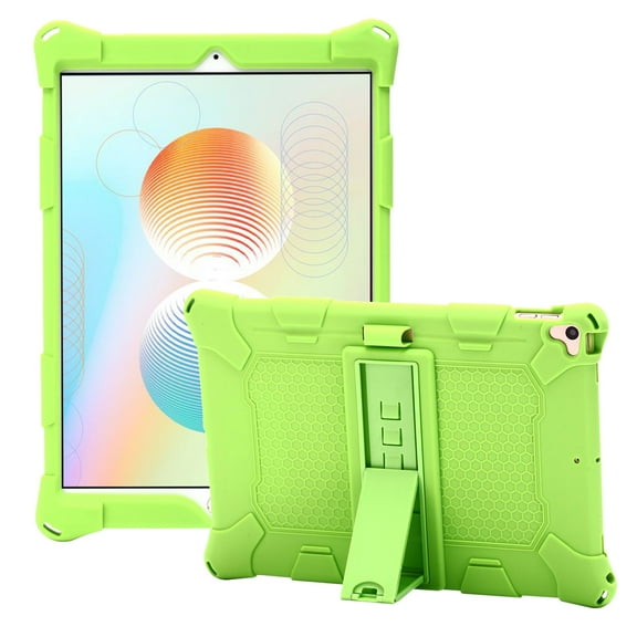 Allytech Silicone Case for Apple iPad 9.7 6th 5th Generation / iPad Air 1 2, Slim Soft Rubber Rugged Hybrid Kickstand Heavy Duty Protection Drop Proof Kids Friendly Case Cover, Green