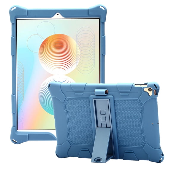 Allytech Silicone Case for Apple iPad 9.7 6th 5th Generation / iPad Air 1 2, Slim Soft Rubber Rugged Hybrid Kickstand Heavy Duty Protection Drop Proof Kids Friendly Case Cover, Darkblue