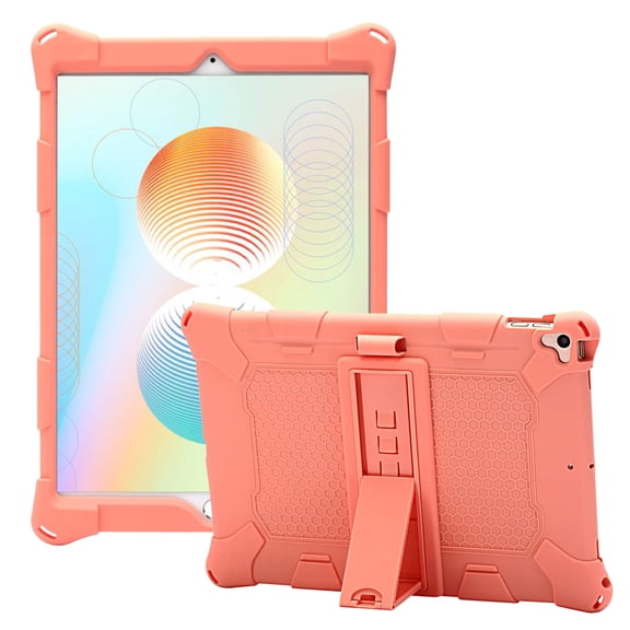 Allytech Silicone Case for Apple iPad 9.7 6th 5th Generation / iPad Air 1 2, Slim Soft Rubber Rugged Hybrid Kickstand Heavy Duty Protection Drop Proof Kids Friendly Case Cover, Pink
