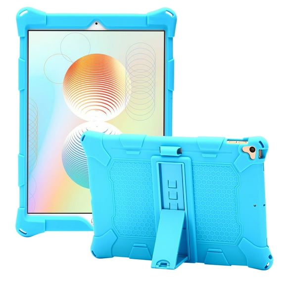Allytech Silicone Case for Apple iPad 9.7 6th 5th Generation / iPad Air 1 2, Slim Soft Rubber Rugged Hybrid Kickstand Heavy Duty Protection Drop Proof Kids Friendly Case Cover, Skyblue