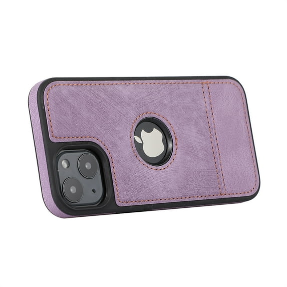 Allytech Slim Back Cover for Apple iPhone 15 Plus, Vintage PU Leather Anti-Sctratch Bumper Shockproof Protective Phone Case for iPhone 15 Plus - Purple