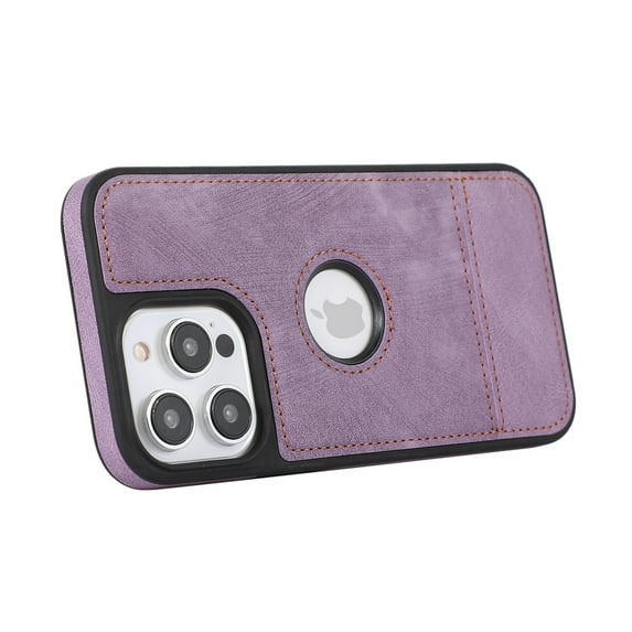 Allytech Slim Back Cover for Apple iPhone 15 Pro Max, Vintage PU Leather Anti-Sctratch Bumper Shockproof Protective Phone Case for iPhone 15 Pro Max - Purple