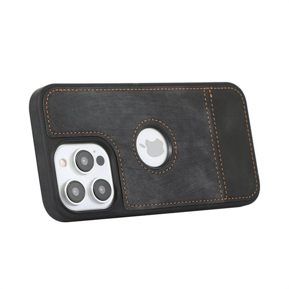 Allytech Slim Back Cover for Apple iPhone 15 Pro Max, Vintage PU Leather Anti-Sctratch Bumper Shockproof Protective Phone Case for iPhone 15 Pro Max - Black