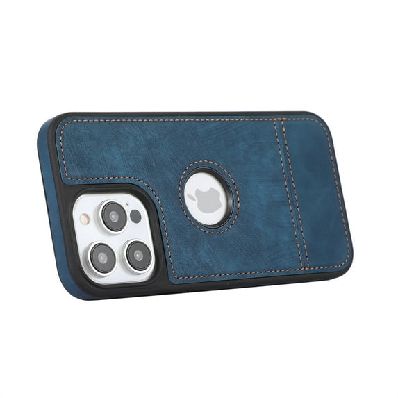Allytech Slim Back Cover for Apple iPhone 15 Pro Max, Vintage PU Leather Anti-Sctratch Bumper Shockproof Protective Phone Case for iPhone 15 Pro Max - Blue