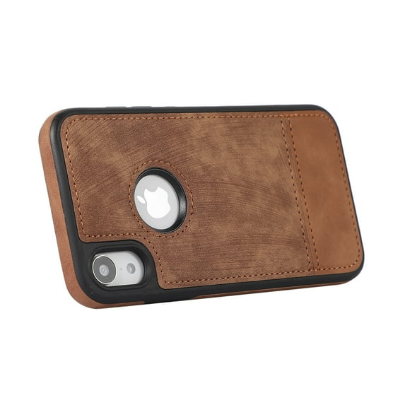 Allytech Slim Back Cover for Apple iPhone X/ iPhone XS, Vintage PU Leather Anti-Sctratch Bumper Shockproof Protective Phone Case for iPhone X/ iPhone XS - Brown