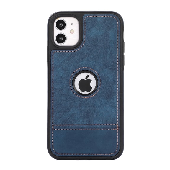 Allytechgroup Shock-Absorbent Slim Protective Bumper Leather Back Cover Cell Phone Case for Apple iPhone 11, Blue