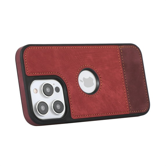Allytech Slim Back Cover for Apple iPhone 13 Pro, Vintage PU Leather Anti-Sctratch Bumper Shockproof Protective Phone Case for iPhone 13 Pro - Red