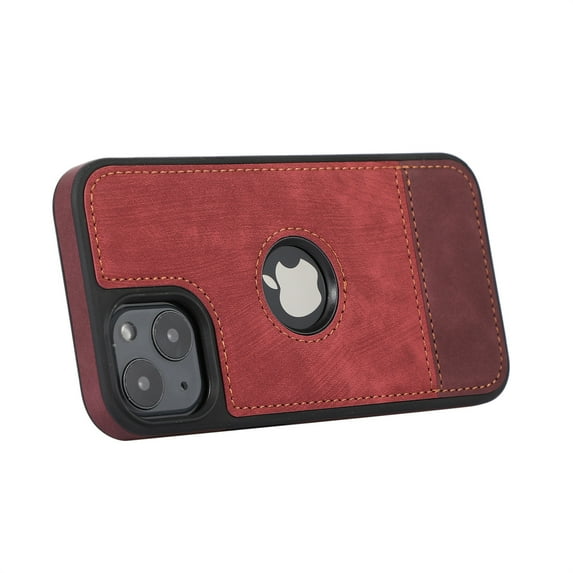 Allytech Slim Back Cover for Apple iPhone 13, Vintage PU Leather Anti-Sctratch Bumper Shockproof Protective Phone Case for iPhone 13 - Red