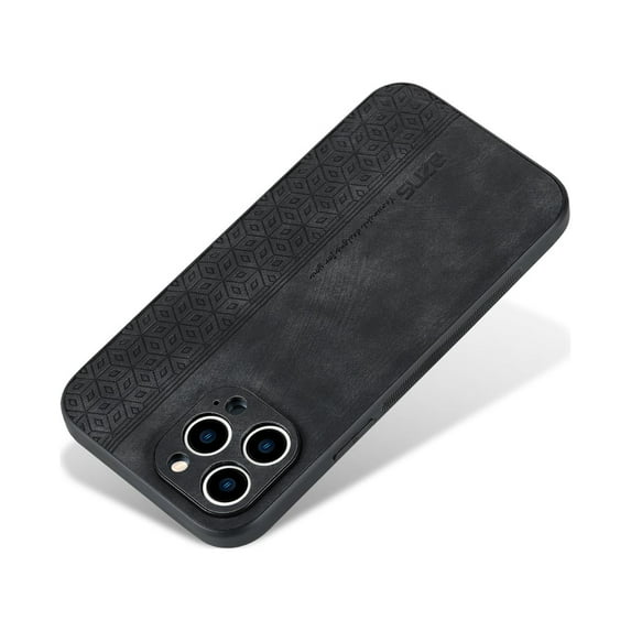 Allytech Slim Back Cover for iPhone 15 Plus, PU Leather TPU Slim Fit Shell Cover Minimalist Retro Shock Absorption Protective Phone Case Cover for Apple iPhone 15 Plus -Black