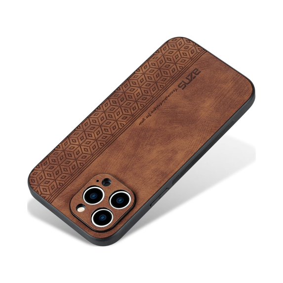 Allytech Slim Back Cover for iPhone 15 Plus, PU Leather TPU Slim Fit Shell Cover Minimalist Retro Shock Absorption Protective Phone Case Cover for Apple iPhone 15 Plus -Brown