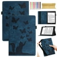 thumbnail image 1 of Allytech Slim Case for 6.8" Kindle Paperwhite 11th Generation 2021 with Pen Holder & Card Pocket, Lovely Pattern PU Leather Adjustable Strap Multi-Angle Viewing Shockproof Case, Darkblue, 1 of 10